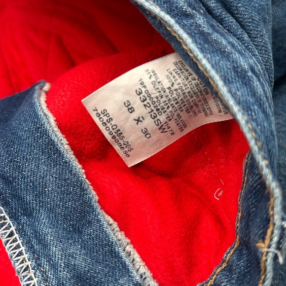 Vintage LL Bean Fleece Lined Jeans- Red Fleece Lined size 38 x30 - Picture 5 of 7